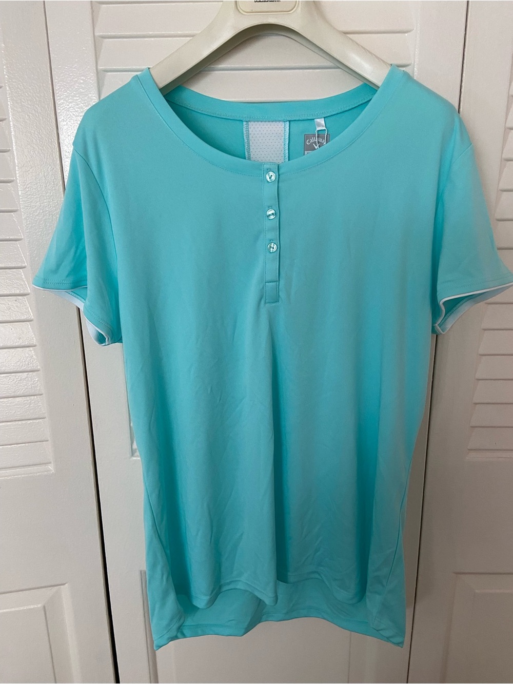 Callaway Women's Short Sleeve Henley Tee in Aruba Blue